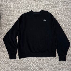 Alo Yoga-ACCOLADE CREW NECK PULLOVER-Black-Size S
